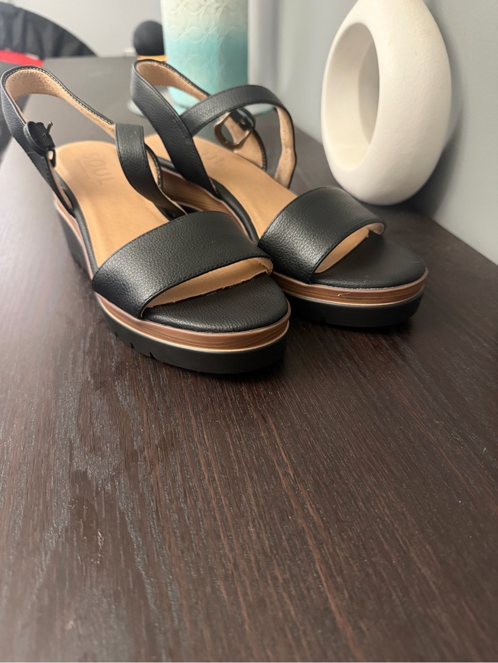 Black Women's Platform Slingback Sandals